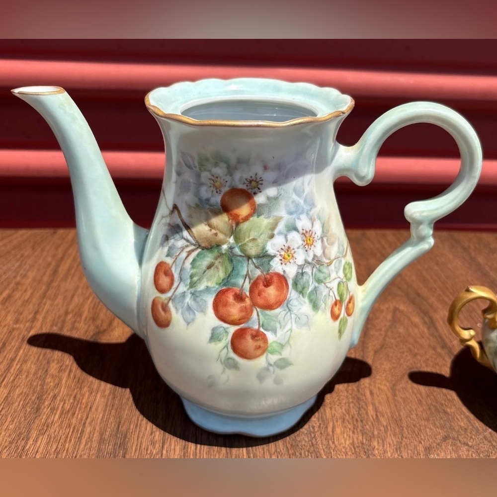 Vintage Porcelain Tea Pot and Sugar Bowl with Lid